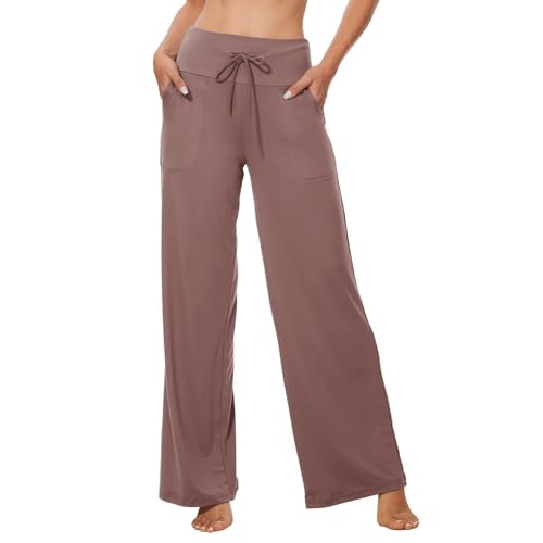 Image of ZOOSIXX Soft Black Pajama Pants for Women, Wide Leg Pants Woman Flowy Comfy Casual Lounge Yoga Capri Pants 22 inch / 30 inch