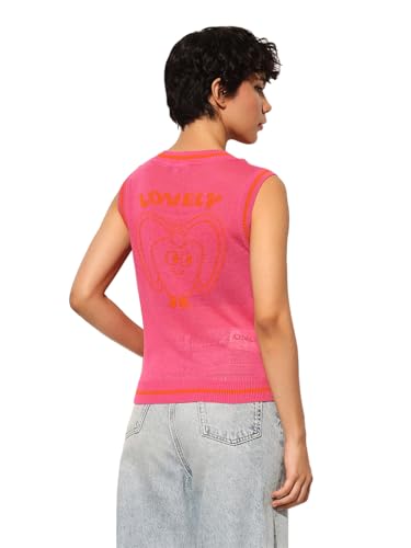 Image of ONLY Women's Knit Typography V-Neck T-Shirt