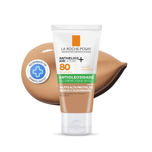 La Roche-Posay, Anthelios Airlicium, Protetor Solar Facial Antioleosidade com Cor, Controle de Oleosidade, Efeito Matte, Toque limpo, Ação anti-transferência da cor, Cobertura