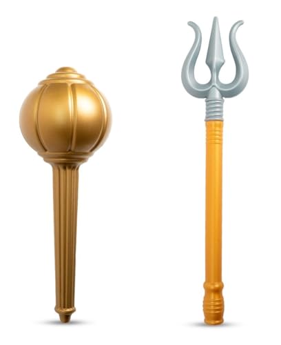 Image of RATNA'S Toy Trishul and Gada 2in1 Combo Set, Lightweight Plastic Religious Play Props, Pretend Play Toys for Kids