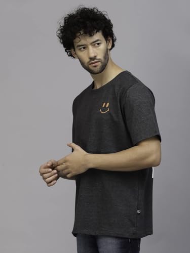 Image of Rigo Back Printed Half Sleeves Round Neck Oversized T-Shirt for Men | Drop Shoulder T-Shirt for Men | Loose Baggy Fit T-Shirt for Men