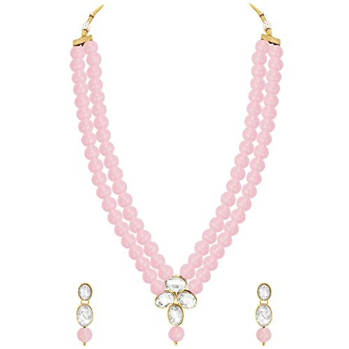 Image of Peora Crystal Faux Pearl Kundan Necklace & Jewelry Set Gift for Women