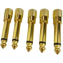 1/4 Mono to 1/8 Mono Adapter, 5-Pack 6.35mm TS Male to 3.5mm Female Audio Connector, Gold