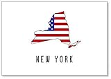 Aimant puissant au dos. Aimant de réfrigérateur Motif carte de New York peint aux couleurs du drapeau américain