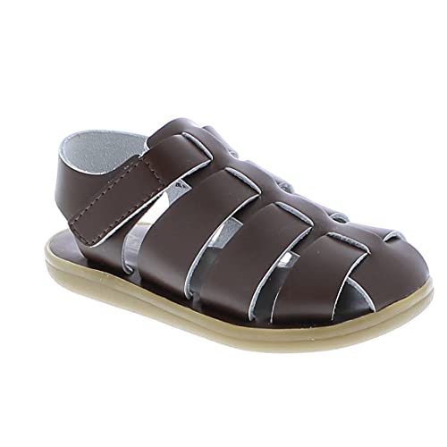 FOOTMATES Captain Waterproof Leather Strap-Closure Fisherman Sandals Boys and Girls Water Shoes With Slip-Resistant Outsoles - For Infants, Toddlers, and Little Kids, Ages 0-84