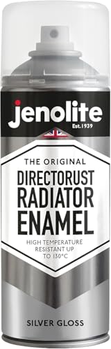JENOLITE Directorust Pintura en Spray para Radiadores Esmalte | PLATA BRILLO | 400ml | Resistente hasta 130ºC | Pintura duradera que no amarillea | No necesita imprimación