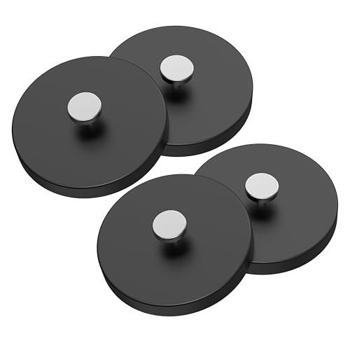 Image of Magnetpro 4 Pieces Strong Rubber Coated Mounting Magnets Anti-Scratch, 30 LBS of Adhesive Power, Magnetic Assembly with T-Shaped Hanging Buckle