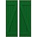 Ekena Millwork ARW102BB518X70HGH Americraft Five 2 Exterior Real Wood Joined Board-n-Batten Shutters w/Z-Bar (Per Pair), 17 1/2"W x 70"H, Viridian Green