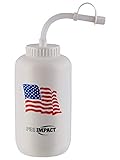 Pro Impact Boxing Water Bottle - Squeezable Plastic w/Long Straw - Ideal for Baseball Gym Yoga Sports Boxing Lacrosse Cycling Outdoors Football Hockey (35.5 Oz.) (White American Flag)