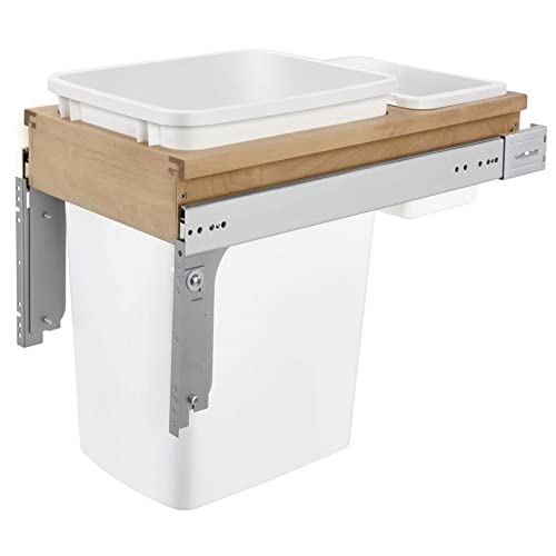 Contenedor de basura rectangular de madera 35 qt blanco