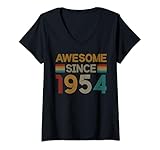 Photo Gallery donna awesome since 1954 70 anni 70 ° compleanno divertente retrò maglietta con collo a v Photo Gallery donna awesome since 1954 70 anni 70 ° compleanno divertente retrò maglietta con collo a v