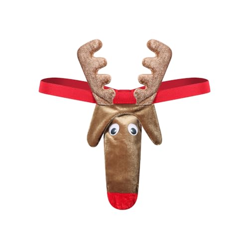 VicSec Herren String Tanga Weihnachten Rentier Unterwäsche Low-Rise Pouch Slips Strings Slips Männer Thong Unterhosen Lustig Festival G-String...