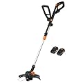 WORX Cordless String Trimmer & Lawn Edger, 12'' Electric Weed Wacker with 5.5 LBS, 20V Weed Eater with 90° Pivoting Head, 2 Batteries & Charger Included, WG170