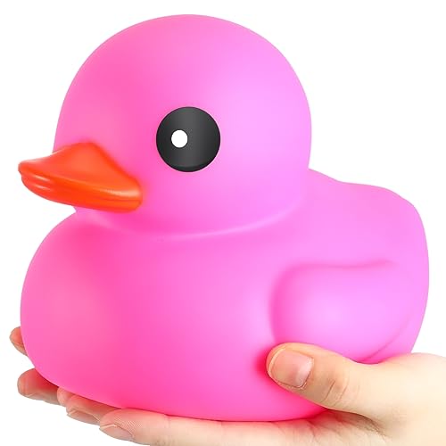Honoson 6.89 Inch Giant Rubber Duck Big Rubber Duck Large Duckling Bath Toy with Squeaky Sound for Summer Baby Shower Birthday Party Favor Gift(Dark Pink)