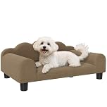 PawHut Dog Sofa Bed, Elevated Cat Sofa with Backrest and Armrest, Breathable Pet Lounge for Indoor Small Dogs, Brown
