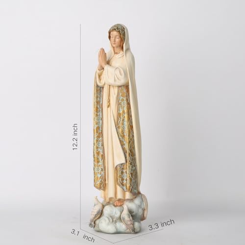 BC Catholic Our Lady of Fatima Statues, Blessed Virgin Mary Figurine for Altar, Holy Mother Madonna 12" H, Religious Gift to Mom, Classical Renaissance Sculpture by Buildclassic