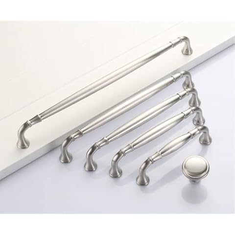4 Pack 5" Cabinet Pulls Brushed Nickel Drawer Pulls Handle Simple Kitchen Cupboard Knob Dresser Handle Furniture Hardware (4, 5" Hole Centers) Cover