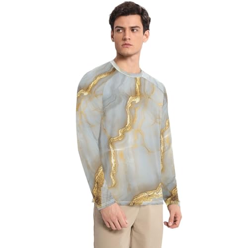 Marble White Gold Shirts Summer UPF 50+ Slim fit Long Sleeve UV Sun Protection Hiking3