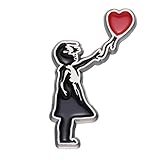 EdisonBrain ピンバッジ 少女と風船 正体不明のアーティスト作品 ハート 女の子 赤い風船 ピンズ ピンバッジ 少女 ハート形風船 アクセサリー ファッション