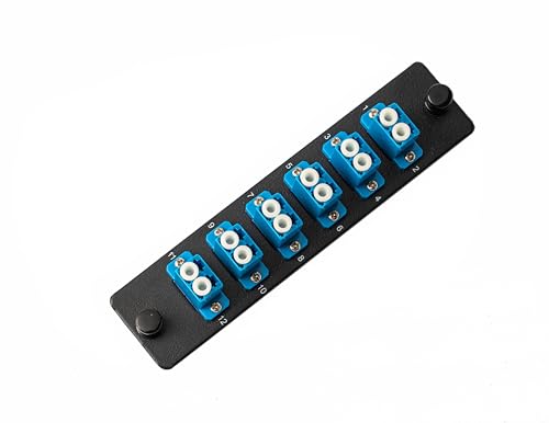 SpeedyFiberTX 1-Pack 12-Port LGX Compatible Fiber Patch Panel with Numbered Ports + Preloaded Blue LC Duplex Adapters