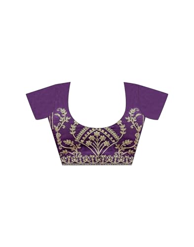 Image of SIRIL Women's Shimmer Silk Sequence Embroidery Lace two Tone Saree With Embroidery Unstitched Blouse Piece