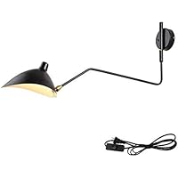 VOMI Apliques de Pared Interior Vintage Retro Ajustable, Lampara de Pared Extensible con Interruptor Enchufe Luz de Pared LáMpara Giratoria BañAdores de Pared Para, Negro,65 * 40cm