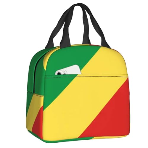 QIOEURYU Lunchtasche Isoliert Flagge Des Kongo Brazzaville Lunchbox Für Frauen Auslaufsichere Thermokühler Lebensmittel Kinder für Campen,Picknick,Büro Schule,Reisen