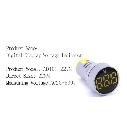 Affichage numérique AC20-500V voltmètre carré 22mm indicateur led