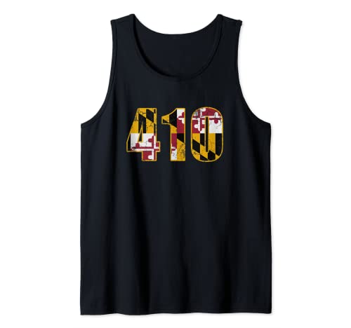 Maryland Flag 410 Home Family Vintage envejecido Camiseta sin Mangas