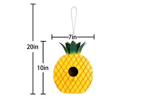 Outside Hanging Decorative Metal Pineapple Bird House Hand-Painted Birdhouse Yard Garden Decor 10"X7"X3" Hummingbird House #TOP2