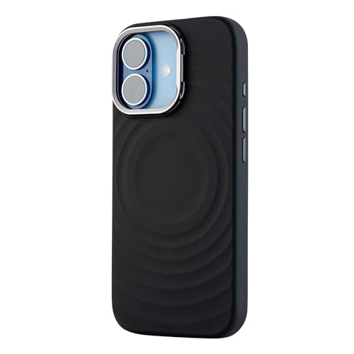 Image of TEKNE WaveStand Silicone Back Case for iPhone 17 | Built-in Stand for Hands-Free Viewing | Shockproof Soft-Touch Slim Cover with Microfiber Lining | Anti-Slip Matte Finish | Black