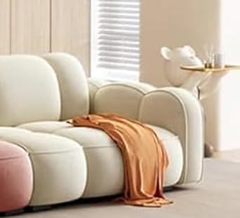 Image of CRAFTCITY Contemporary Wool 3 Seater Sofa with Swen Pillow Back for Living Room (Dark Pink & Beige)