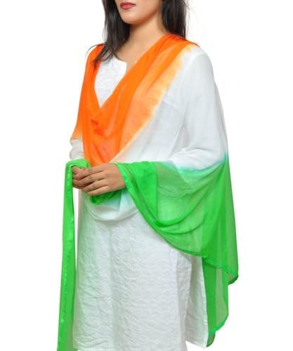 Kalakriti Women's Tie-Dye Chiffon Fabric Dupatta (Set of 2) Tricolour Tiranga chunni 2.25 mtr3