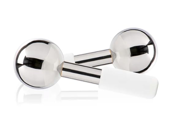 Saian Ice Globes Facial Roller for Face and Eyes - Stainless Steel Cryo Skincare Tool for Spa or Home Care - Cooling Esthetician Supplies with Icy Metal Rollers for Professional Facial Massage Use