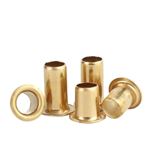 LIUCH Œillets métalliques en laiton, écrous à rivets creux, œillets traversants cuivre, 0,9 mm, 1,3,5,7, 2, 4, 6(2.5mm,M0.9-(200pcs))