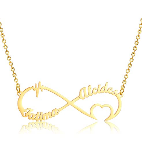 HSWYFCJY Collar con Nombre Personalizado, Collar Personalizado Infinito con 2 Nombres, Regalo de Joyería Personalizada de Plata/Oro/Oro Rosa para Mujer Cover