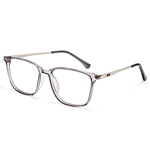 Image of Cyxus Blue Light Blocking Glasses for Men Women, Square TR90 Metal Hybrid Computer Eyewear, Lightweight Anti Eye Strain Glare Filter Glasses for Office, Gaming, Work,Study Grey