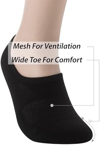 Pro Mountain No Show Socks Wide Toe Box For Health Bunion Unisex Size S to X-Large Cotton Cushion Footies