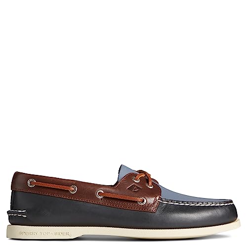Image of Sperry Men's Authentic Original 2-Eye Boat Shoe, Navy Multi, 8
