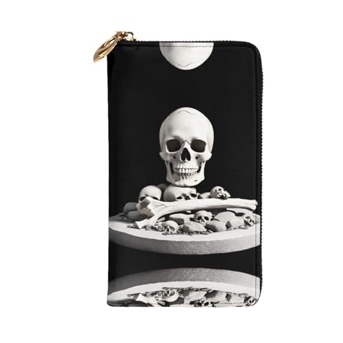 Corpse remains printing Women's leather long handheld wallet large capacity credit card zipper bag2