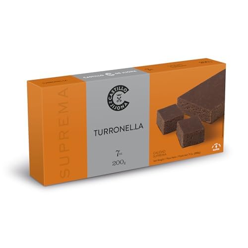 Castillo de Jijona - Turronel·la 200gr de chocolate - Turrón Original - Delicioso y Singular - Sin Gluten - Calidad Suprema - Receta Artesanal - Fabricado en España (Jijona)