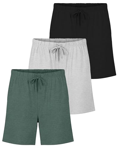 Image of Real Essentials 3 Pack: Mens Cotton Ultra-Soft Knit Sleep Pajama Shorts & Lounge Wear (Available In Big & Tall)