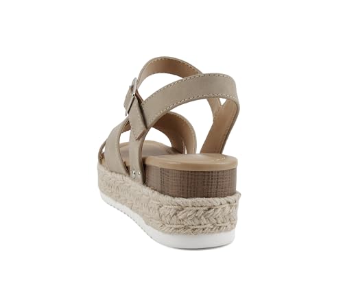 Image of Soda inchFIRELY inch ~ Women Round Toe Crisscross Band Platform Espadrille Wedge Sandal with Adjustable Ankle Strap