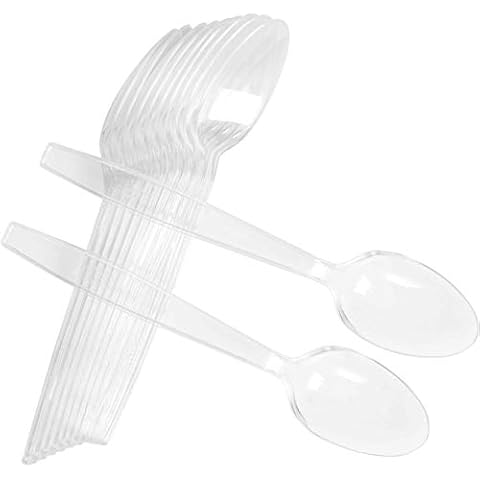 100 Premium Quality Reusable Clear Spoons Cover