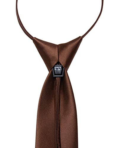 Image of YourTies Zipper Tie for Men Adjustable Pre-tied Satin Neckties and Pocket Square Set Solid Color Business Formal Wedding