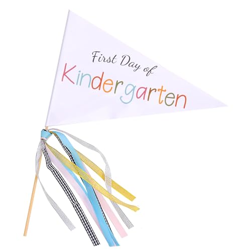 First Day of School Flag Kindergarten Back to School Pennants Flag with Ribbons DIY Your First Day of Kindergarten Sign or Back to School Photo Props