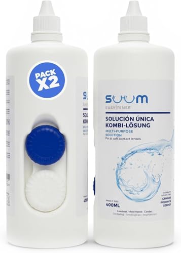 SUUM co. Líquido Multiusos para Lentillas Blandas Pack de 2 - Solución para Lentes de Contacto 400ml con Desinfección Avanzada - Hidratación Prolongada Lentes - Limpieza Profunda y Confort Diario