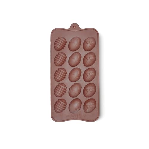 Image of HS Easter Egg Silicone Mould, Non-Stick Food Grade Silicone Mould for Chocolate, Candy, Jelly & Ice Cube (Brown)