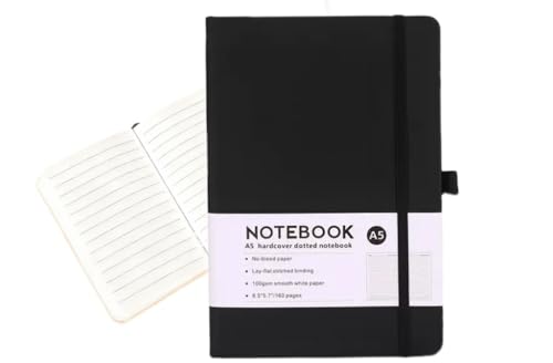 SKY-TOUCH A5 PU Leather Strap Notebook Black 192 Pages - High-Quality Journal for Office Study and Daily Use