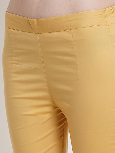 Image of POPWINGS Women Casual White Bottom Lace Cotton Trouser
